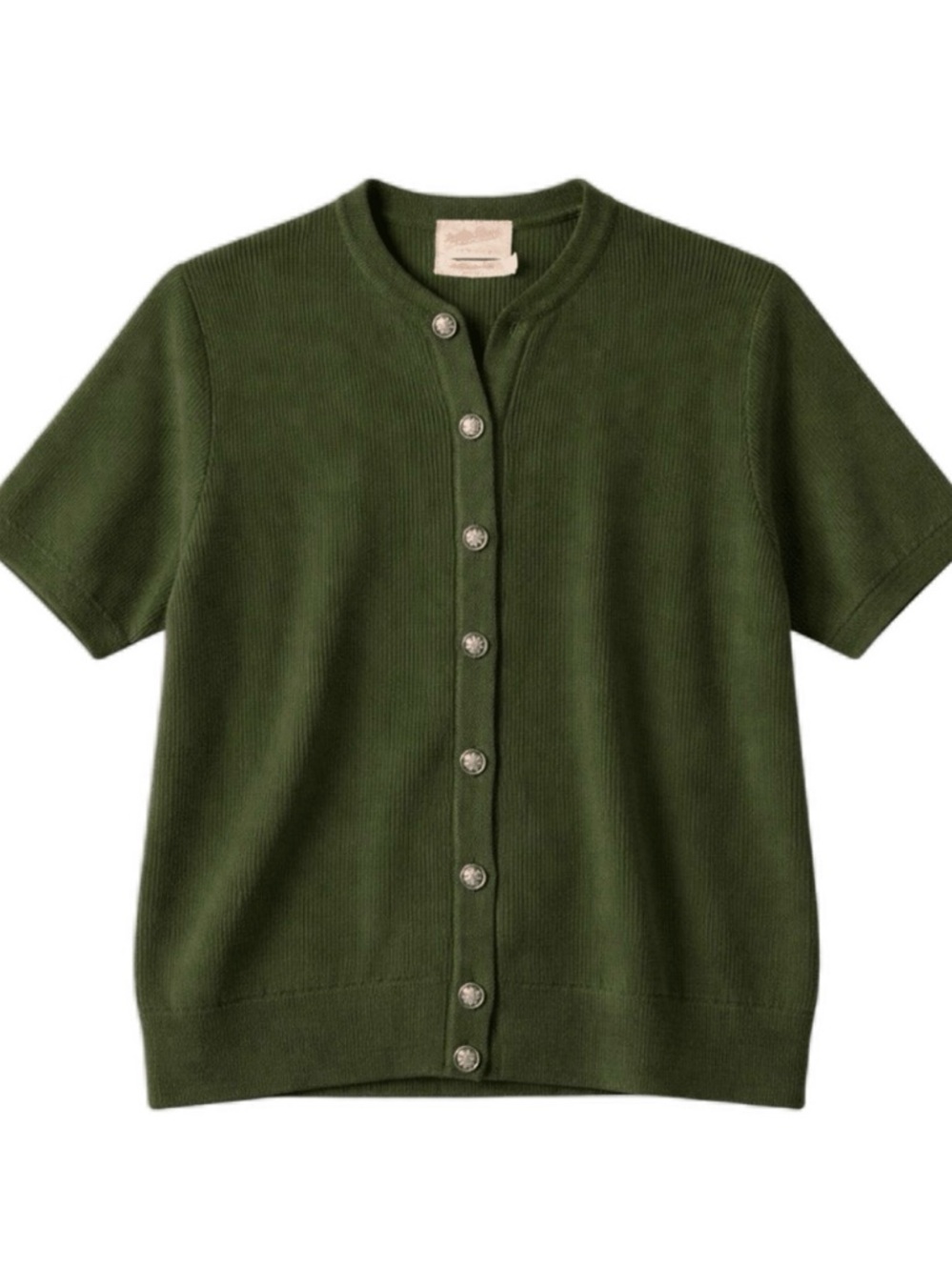 Pebble Beach Olive Green Short Sleeve Button Cardigan